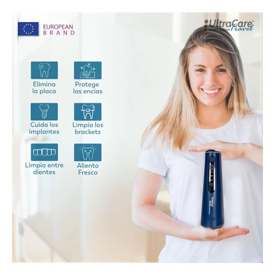 Irrigateur Dentaire ULTRA CARE Sans Fil Portable Professionnel - 8 Embouts - 4 Modes, IPX7 Bleu
