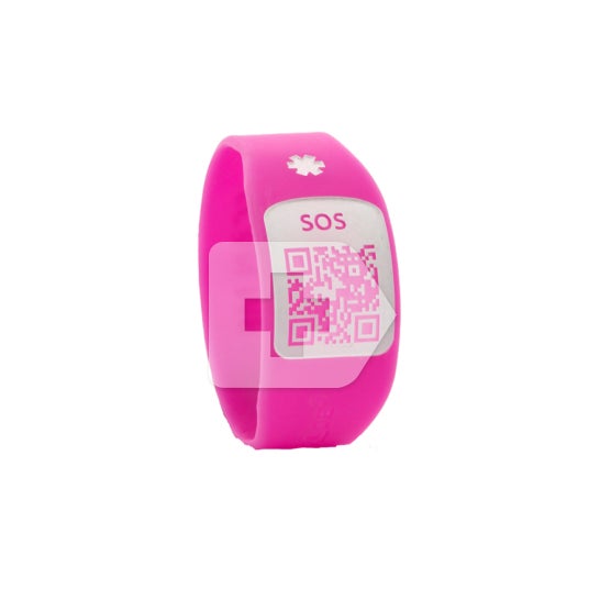 Bracelet Silincode SOS QR rose couleur T-S 1ud