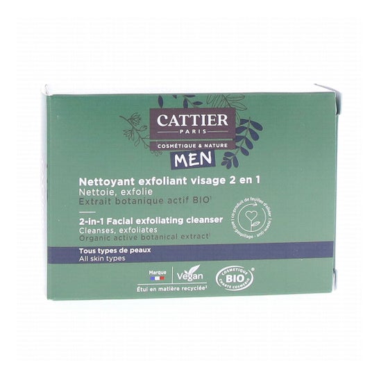 Cattier Men Nettoyant Exfoliant Visage 2 En 1 Bio 85g