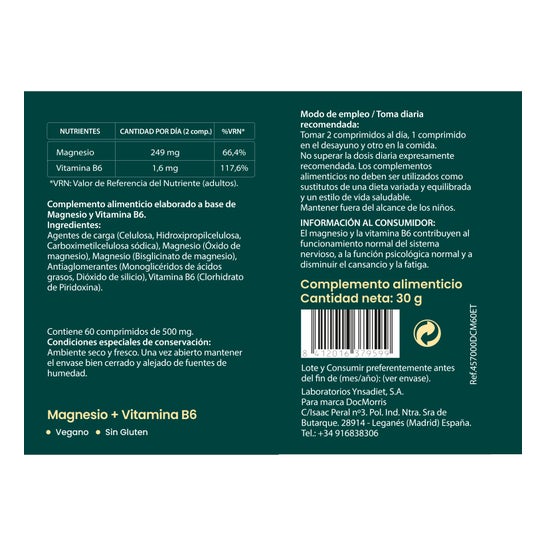 DocMorris Magnésium + Vitamine B6 60 Comprimés