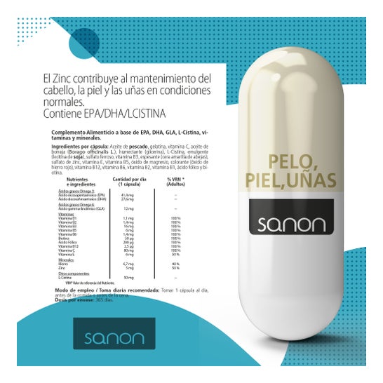 Sanon Pelo, Piel, Uñas 742,65mg 365 Capsules