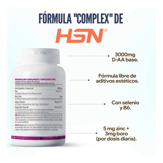 HSN D-AA Ácido D-Aspártico 1000mg Complex 120vcaps