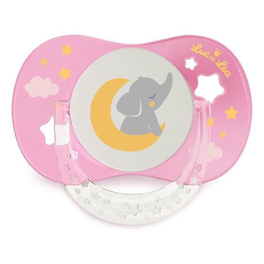 Luc et Léa Sucette Anatomique Nuit Él��phant Rose 0-6M 1 Unité
