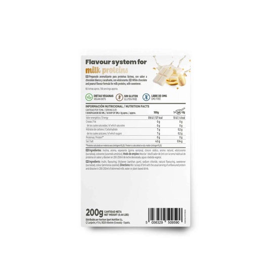 HSN Saborizante en Polvo para Proteínas Lácteas Chocolate Blanco y Cacahuete 200g