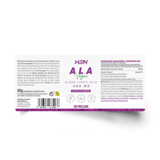 HSN Ácido Alfa Lipoico ALA 500mg 120vcaps