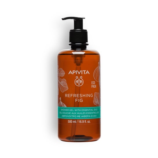 Apivita Gel Douche Rafraîchissant Figue avec Huiles Essentielles Ecopack 500 ml