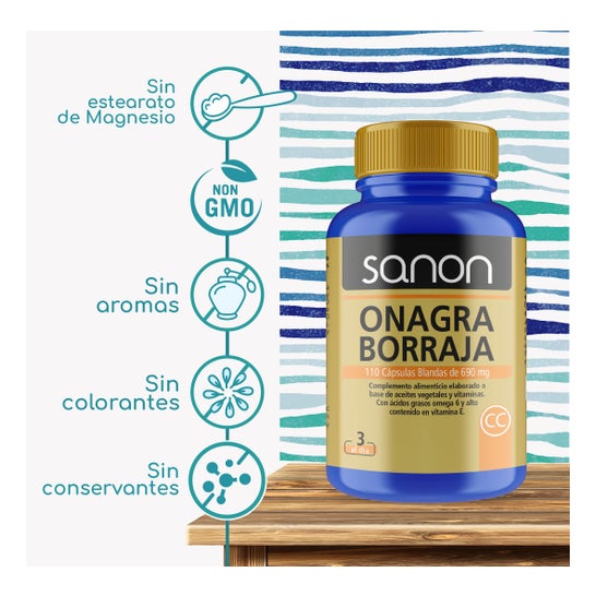 Sanon Aceite de Onagra Borraja 250mg 110 Capsules