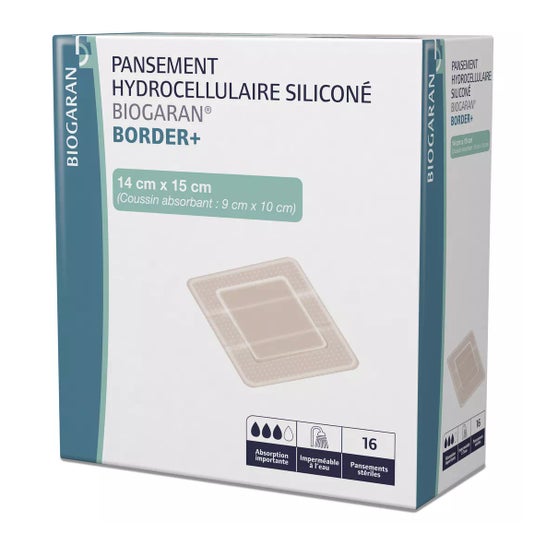 Biogaran Border+ Apósito Hidrocelular Silicona 14x15 cm 16 uds