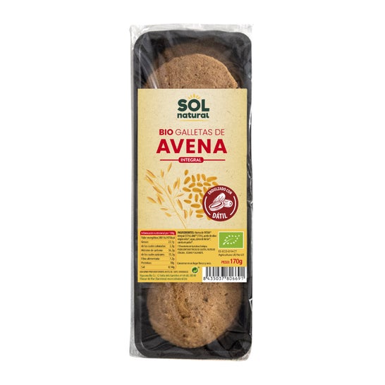 Solnatural Biscuit Avoine Sucrée Dattes Bio 170g