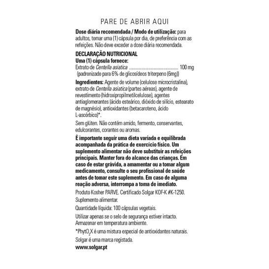 Solgar Centella Asiatica SFP 100 gélules