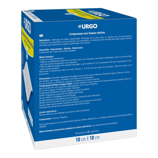 Urgo Compresses Non Tissées Stériles 10cm x 10cm 2x50 Unités