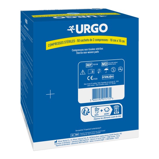 Urgo Compresses Non Tissées Stériles 10cm x 10cm 2x50 Unités