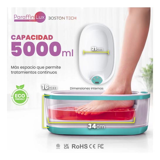 Boston Tech ParaffinLux Bain de Paraffine pour Mains 5L Avec Cire Verte