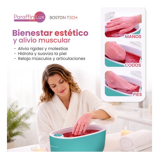 Boston Tech ParaffinLux Bain de Paraffine pour Mains 5L Avec Cire Verte