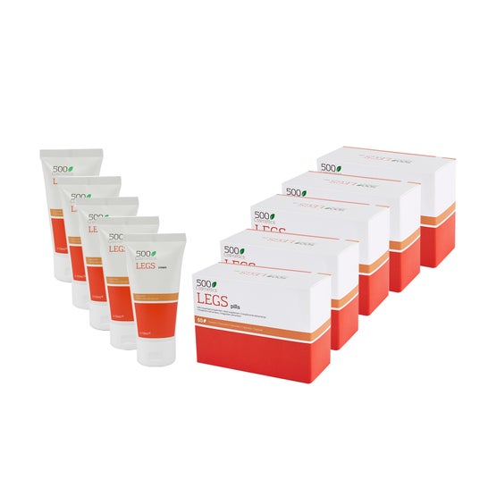 500Cosmetics Packs Legs  Para Varices 5X 60Caps+ Crema 75ml
