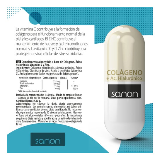 Sanon Collagène + Acide Hyaluronique 595mg 60 Capsules