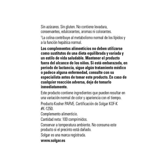 Solgar Lipotropic Factors 100 Comprimés