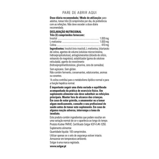 Solgar Lipotropic Factors 100 Comprimés