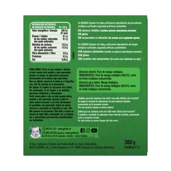 Gerber Organic Mango Multipack 4x90g