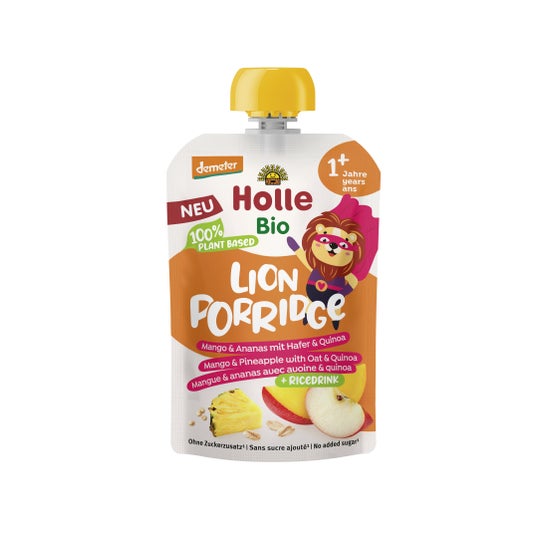 Holle Bio Lion Porridge Maçã Mirtilo Arroz Aveia Quinoa 12m 110g