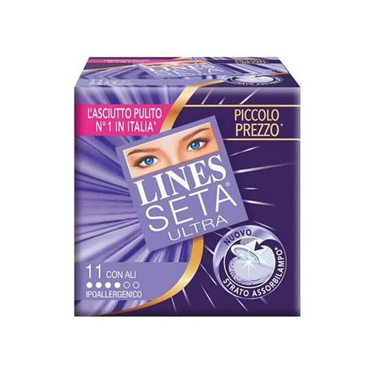 Lines Seta Ultra Serviettes avec Ailes Hypoallergénique 11uts