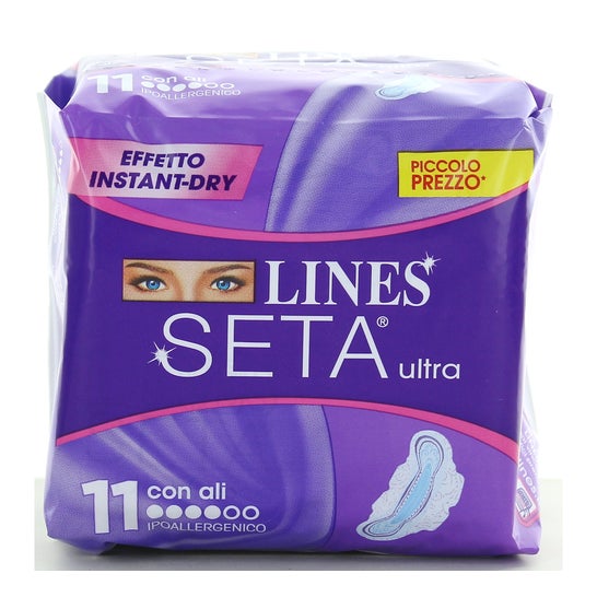Lines Seta Ultra Serviettes avec Ailes Hypoallergénique 11uts