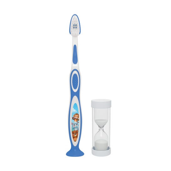 Plic Brosse Dents 3–5 Ans Ventouse Sablier 2Min Dupont Bleu 1 ut