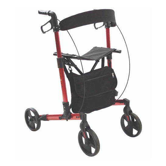 Couleur Senior Rollator 4 Roues Pliable Rouge 1ud