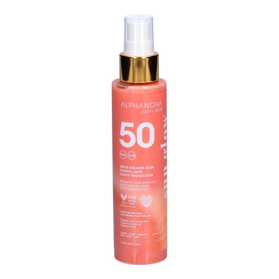 Alphanova Daily Sun Glow Huile Solaire Rose Scintillante Spf50 125ml
