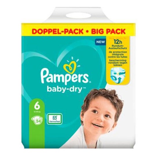 Pampers Baby Dry Couches 12H Taille 6 54uts
