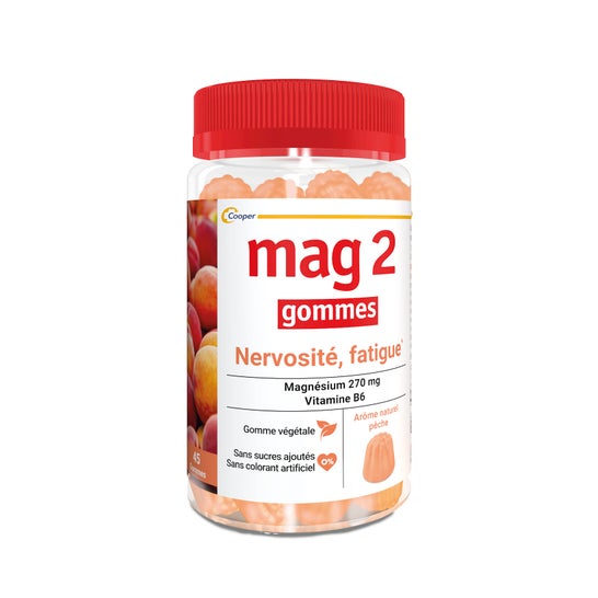 Mag 2 Magnésium + Vitamine B6 Pêche 45 gommes
