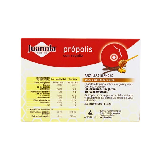 Juanola™ própolis con miel sabor regaliz 24uds