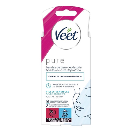 Veet Pure Cire Froide Visage Sensible Bandes 16uts