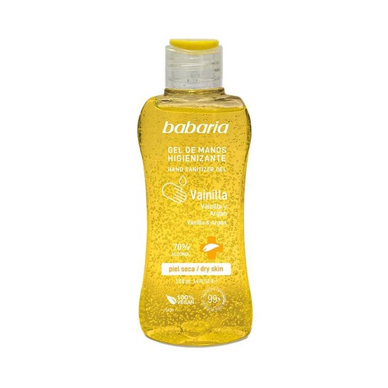 Gel désinfectant pour les mains à la vanille de Babarie et à l'argan, peau sèche 70% d'alcool 100ml