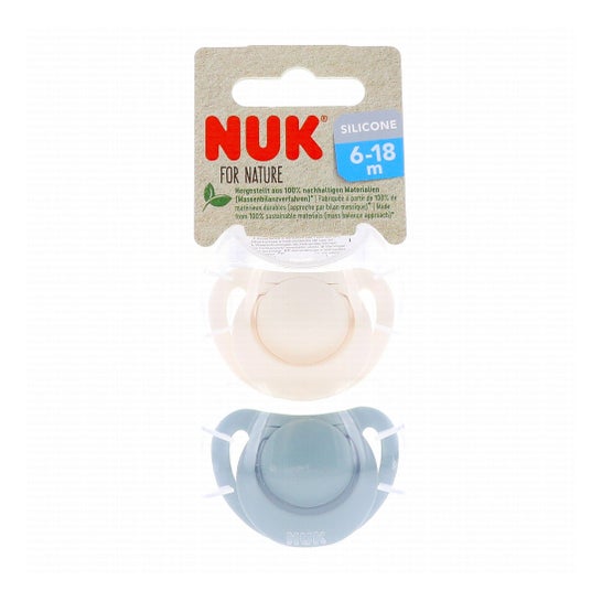 Nuk For Nature Sucettes Vert et Beige de 6 à 18M 2unts