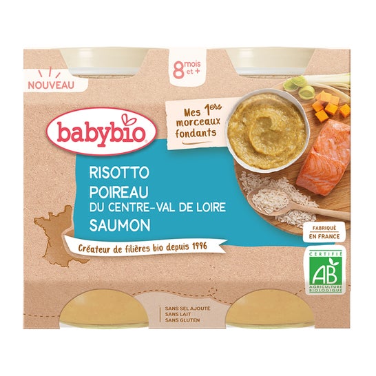 BabyBio Risotto Poireau Saumon 8M+ Bio 2x200g