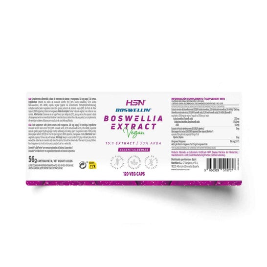 HSN Extracto de Boswellia Serrata 15:1 340mg Boswellin®️ 120vcaps