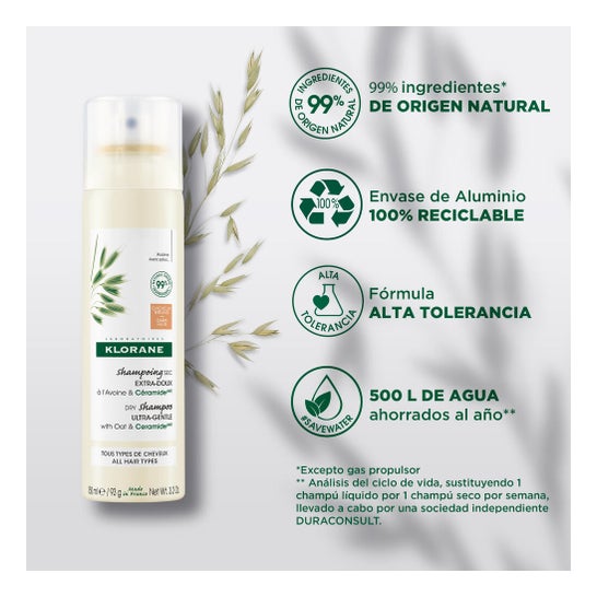 Klorane Shampoing Sec Extra-Doux Avoine Et Céramide Cheveux Bruns 150ml