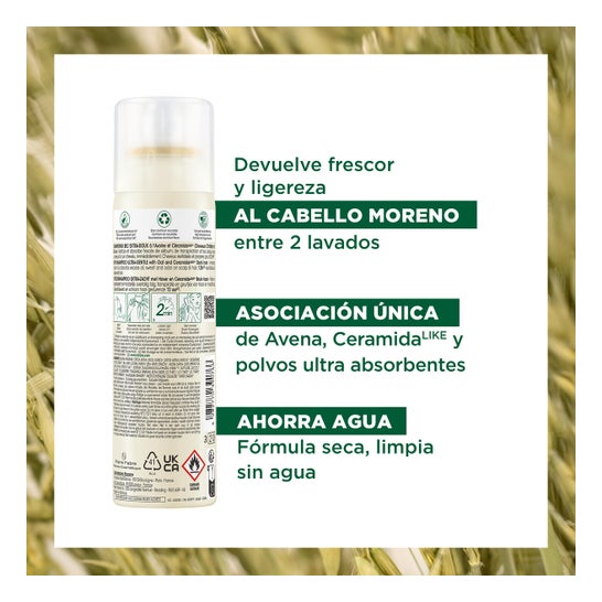 Klorane Shampoing Sec Extra-Doux Avoine Et Céramide Cheveux Bruns 150ml