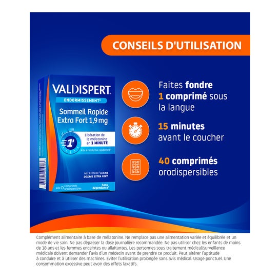 Valdispert Sommeil Rapide Extra Fort 1,9mg 40 Comprimés