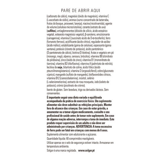 Solgar Kangavites Arômes Fruits Rouges 60 Comprimés À Croquer
