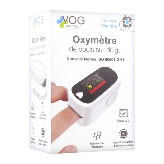 Oxymètre de pouls sur doigt P08 Vog protect - norme ISO 80601-2-61 - blanc