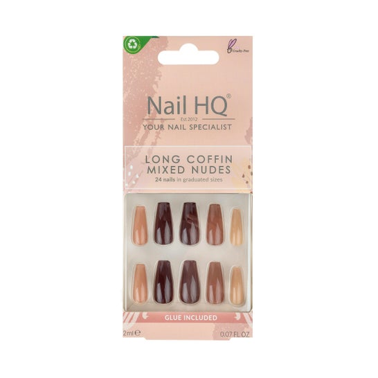 Nail HQ Long Coffin Mixed Nudes Nails 24uts