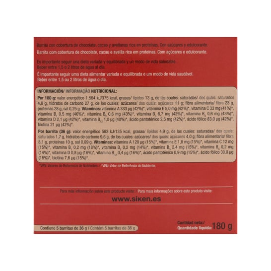 Siken Diet Barres Crème Cacao 5 unités