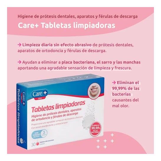 Care+ Tablettes Nettoyantes Effervescentes 30 Comprimés Care+ Tablettes Nettoyantes Effervescentes 30 Comprimés