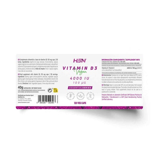 HSN Vitamina D3 Vegana 4000UI 120vcaps