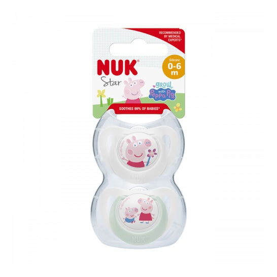 Nuk Star Sucette Silicone Peppa Pig 0-6M 2 uts