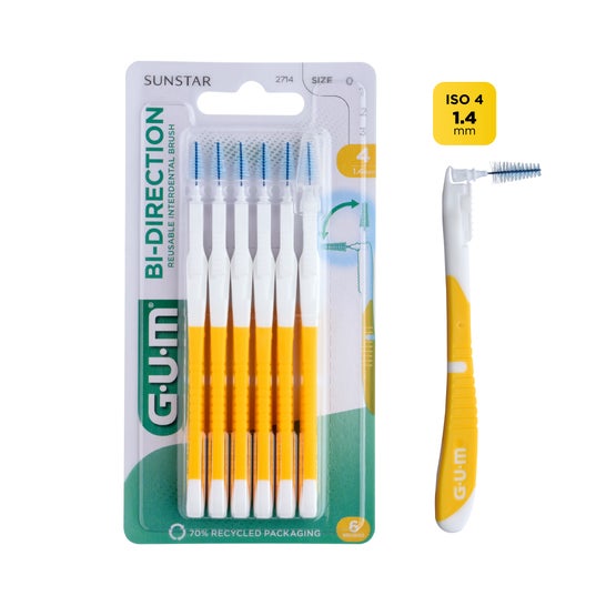 GUM Brosse Interdentaire Bi-Directionnelle 14mm 6 Pièces