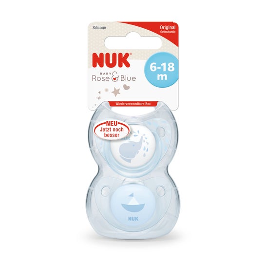 Tétine silicone Nuk Baby Blue tétine sans anneau 2uds