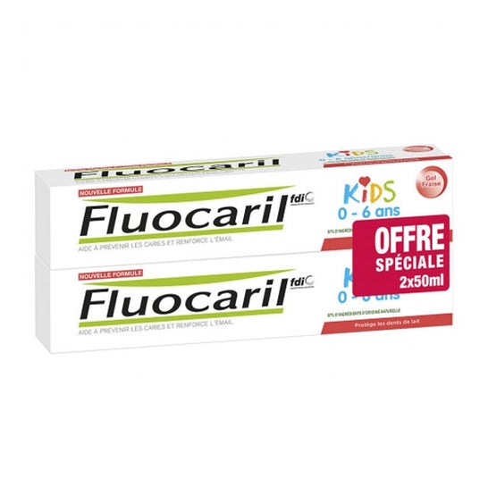 Fluocaril Pack Kids Dentifrice Gel à la Fraise 2x50ml